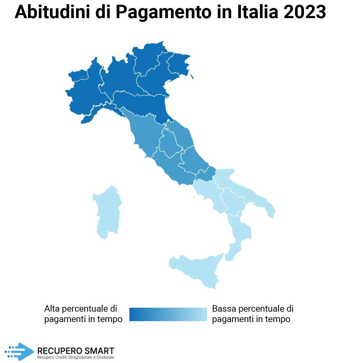 Stato dei pagamenti in Italia 2023 mappa regioni - Recupero Crediti - Recupero Smart